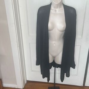 Eileen Fisher Linen Open Front Cardigan Black Size Large